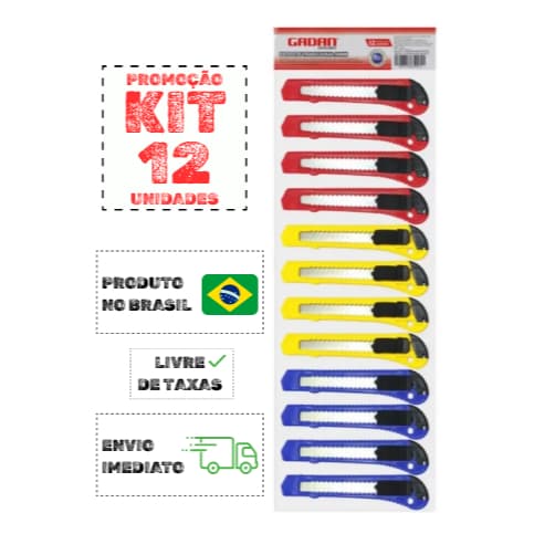 KIT 12 ESTILETES TRADICIONAIS COM TRAVA (CORES VARIADAS E ÓTIMA QUALIDADE) - LACRADOS/ENVIO IMEDIATO