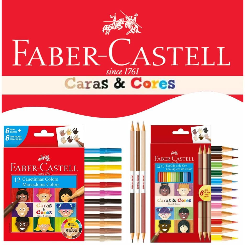 Kit Lápis de cor + Canetinhas Caras e Cores Faber Castell