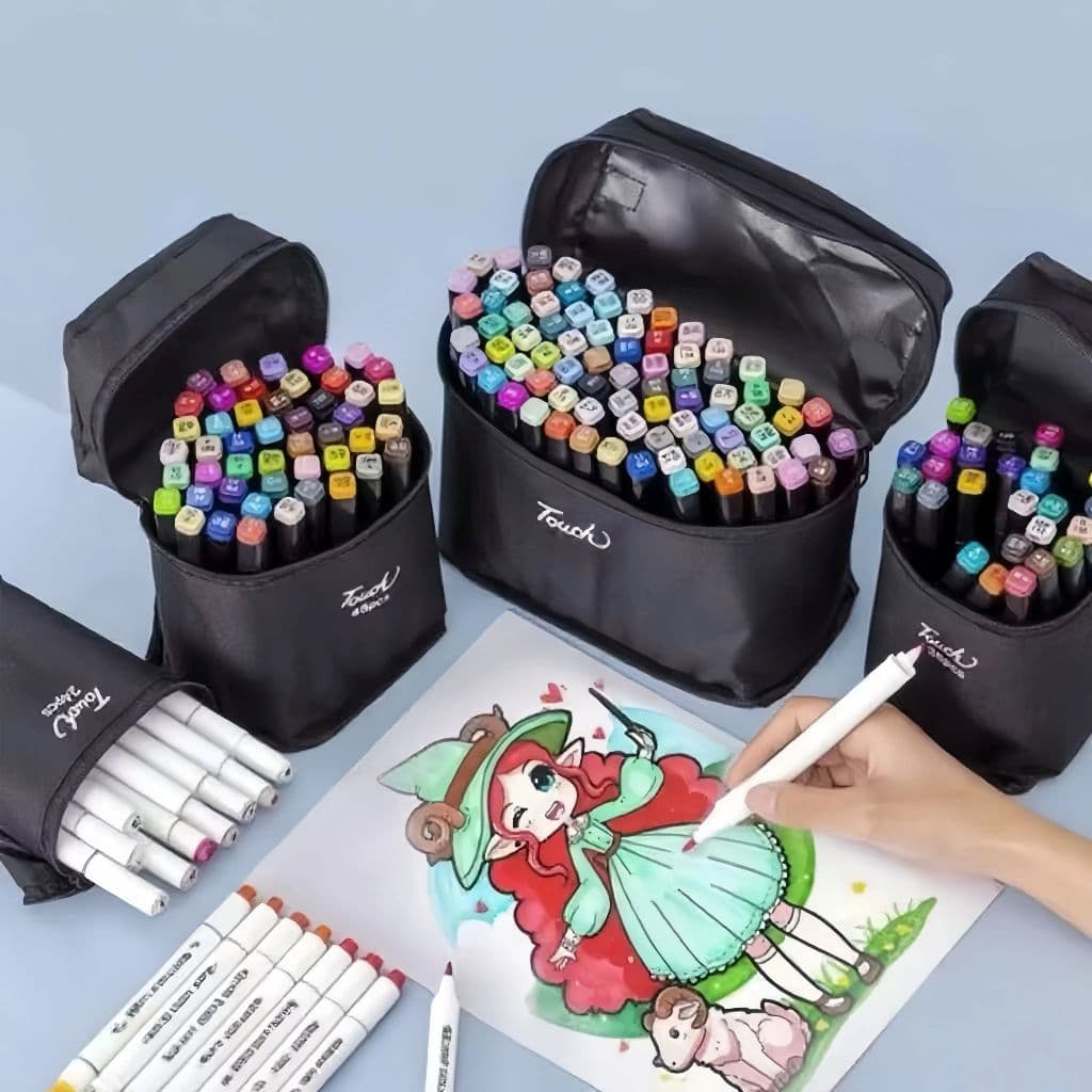 24/36 Cores Caneta Marcadora canetinhas coloridas Kit /ponta dupla com saco preta
