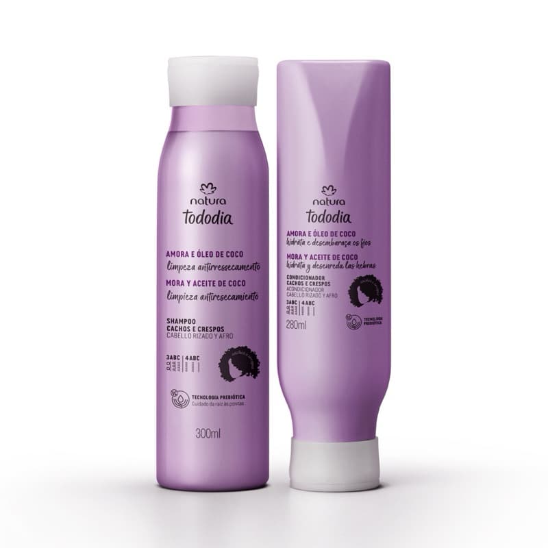 Kit Cachos e Crespos Natura Tododia Amora e Óleo de Coco Shampoo + condicionador