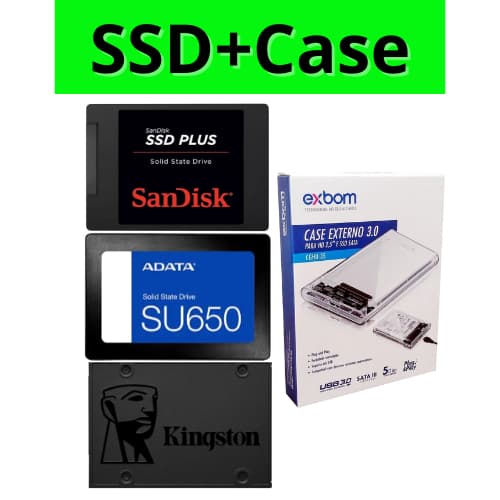 SSD128/240/256/480/512/960/1tb Sata/Kingston/Sandisk/Adata/Gigabyte/Alltek/Crucial+Case Hd Externo