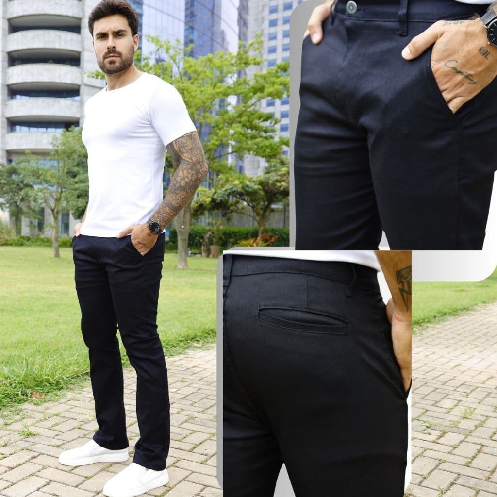 Calça Sport Fino Preta com Lycra Qualidade Premium 38 ao 48 Estilo Alfaiataria