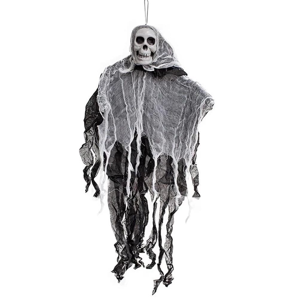 Caveira Suspensa Flutuante de Terror Festa Halloween 60x80cm Enfeite Assustadora