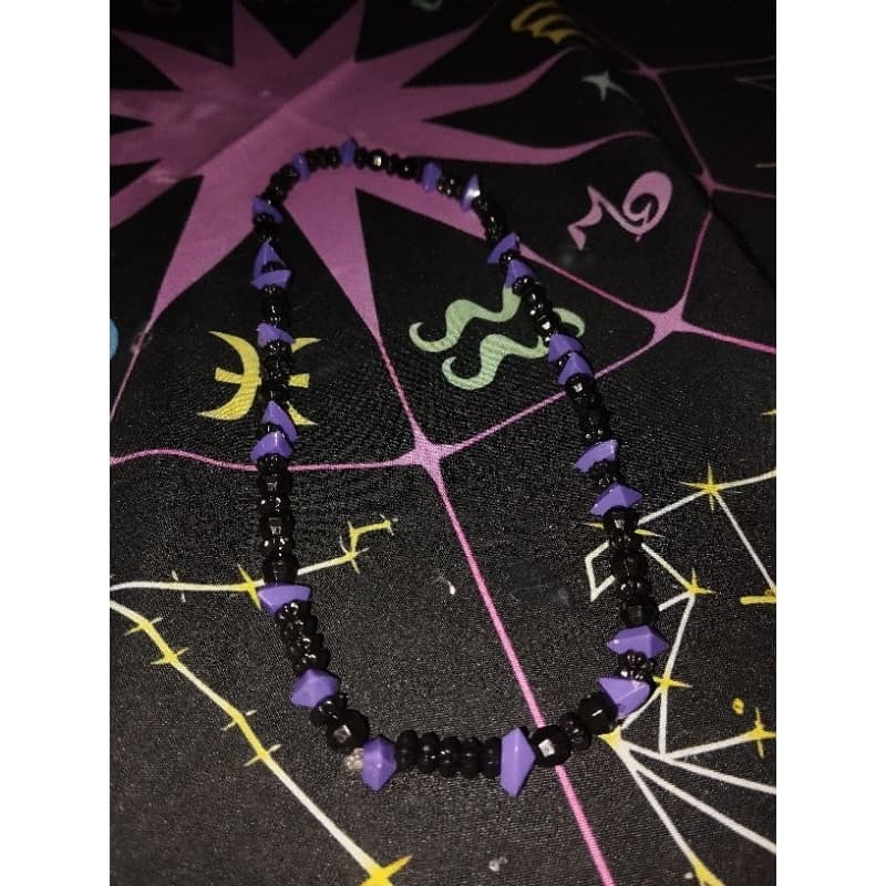 chocker preta e roxa de miçangas, feira a mão, personalizada, fio elástico