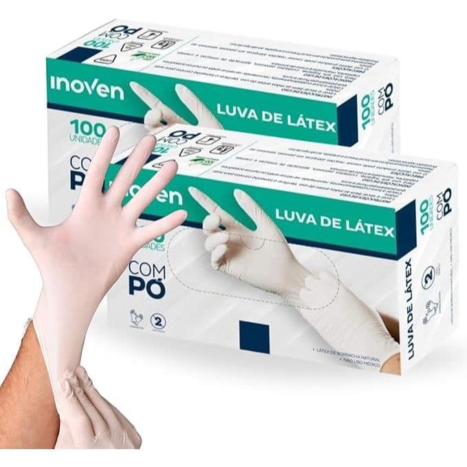 Luva Látex Descartável COM PÓ PARA PROCEDIMENTOS NÃO CIRÚRGICOS | CAIXA 100UNIDADES