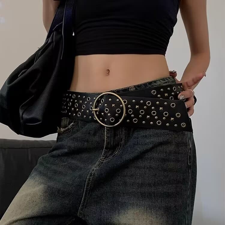 Cinto Country Lançamento do Cinto 5CM largura Fivela redondo Punk Rock Lolita 2025