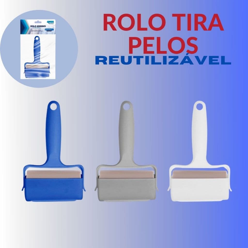 Rolo Adesivo com Cabo Tira Pelos Pet Roupas Sofá Pó Lavável