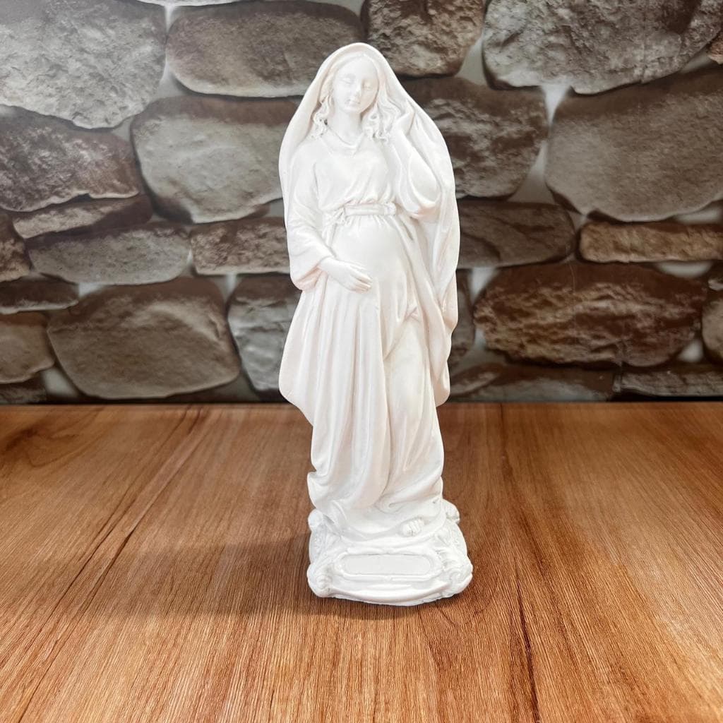 Imagem de Nossa Senhora Gravida Em Gesso Cru de 21 Cm