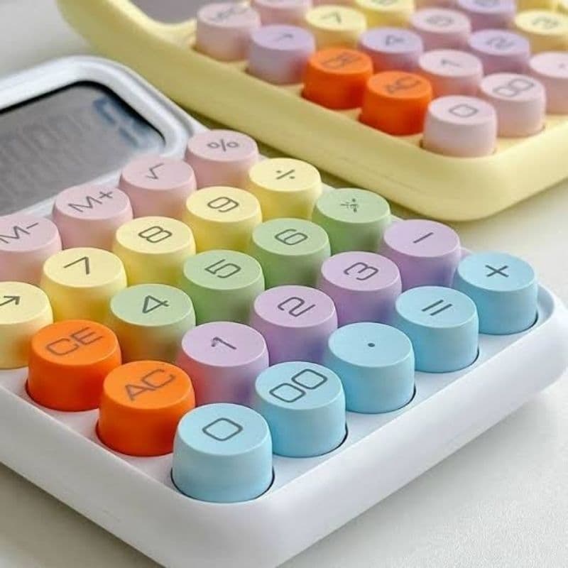 Calculadora Colorida De Mesa Simples 12 Digitos Pequena Cor Branco