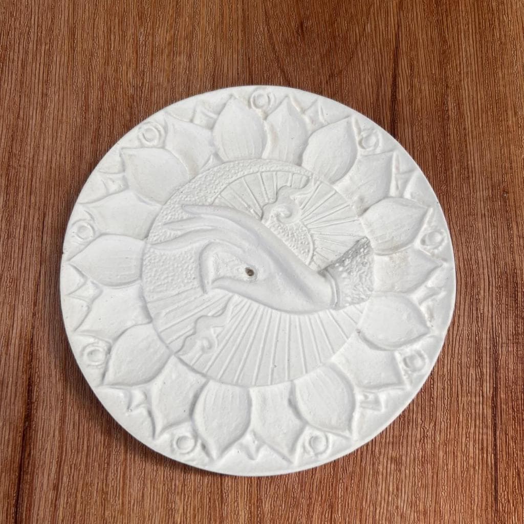 Incensário Mão Mudra Yoga de 10 cm em Gesso Cru