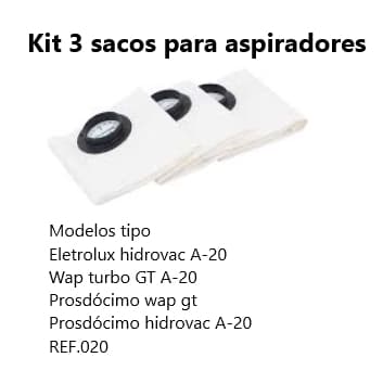 Filtro Saco para aspirador de pó 3 unidades Marly Modelo A20