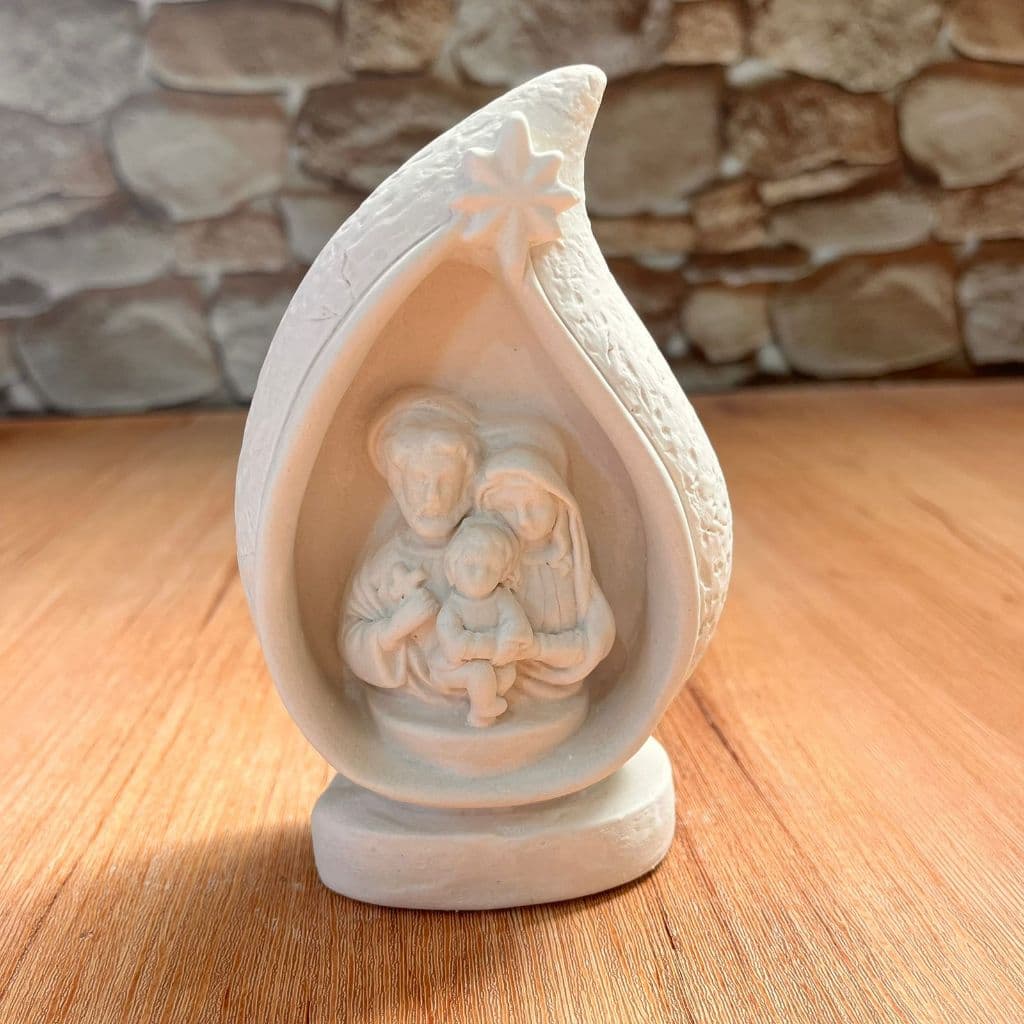 Sagrada Família na Gota em Gesso Cru 14 Cm