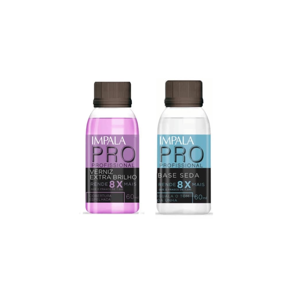 Kit Esmalte Impala Pro Duo Verniz Extra Brilho + Base Seda - 60ml