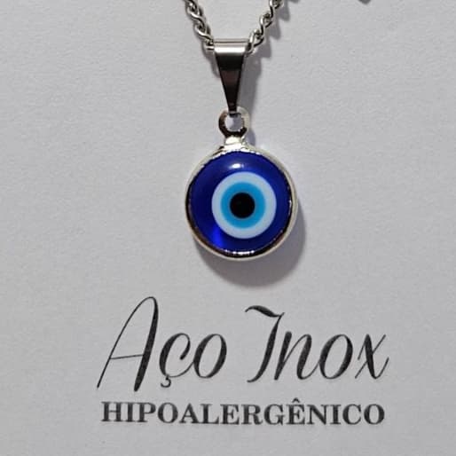 Olho grego colar delicado aço inoxidável resistente hipoalergênico