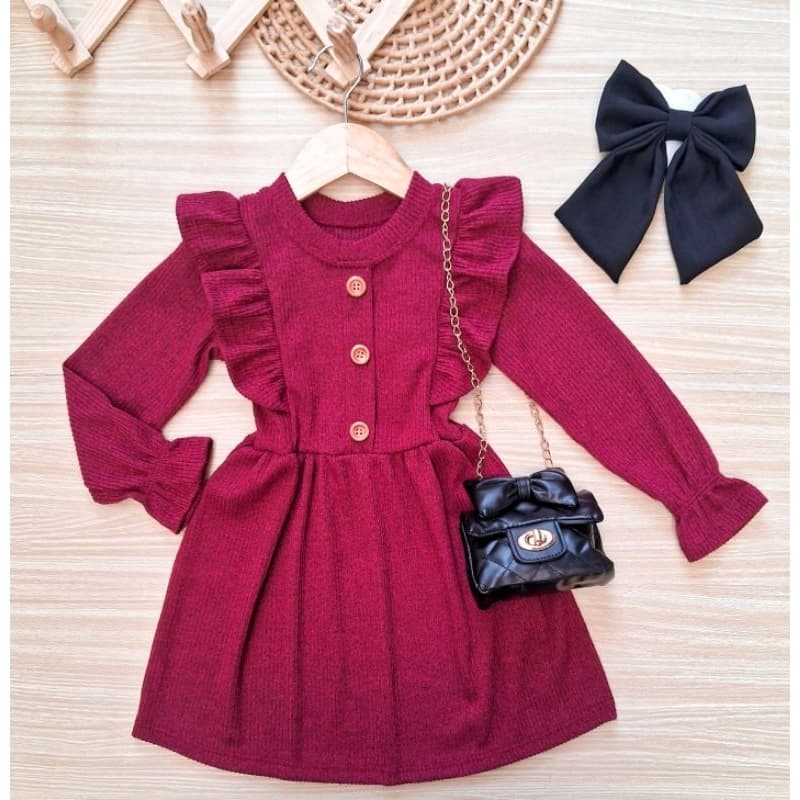 Vestido infantil look para meninas vestido manga longa