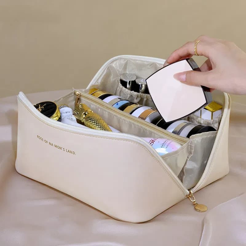 Necessaire De Viagem Em PU Impermeável Com Formato Inovador De Travesseiro