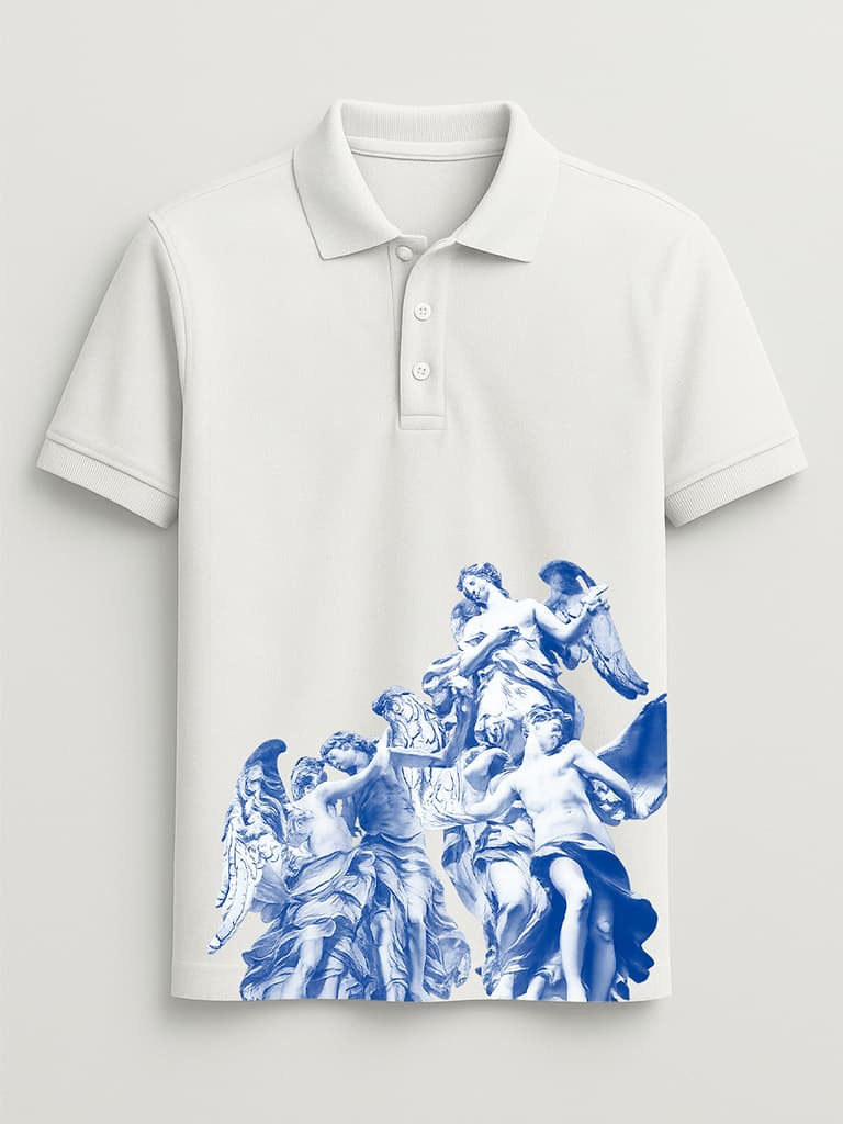Camiseta Polo Piquet Angels Manga Curta Masculina Feminina Anjos e Demônios