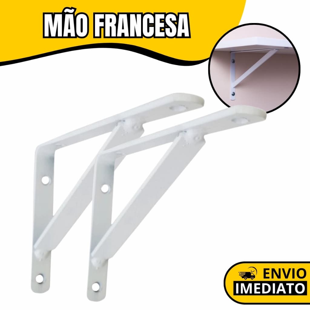 Suporte Mão Francesa Cantoneira Branca Para Prateleira Resistente Várias Medidas Aço Parede