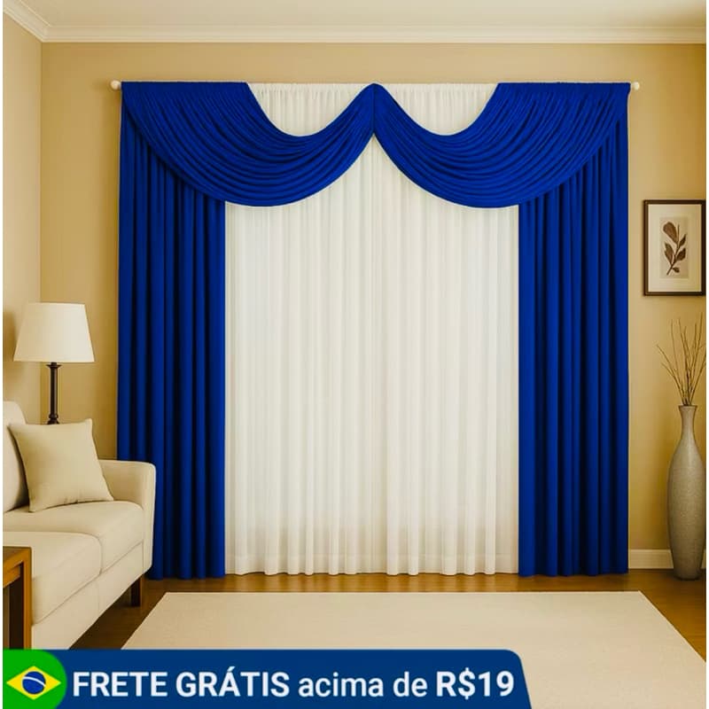 Cortina Paris 3,00m x 2,80m em Malha Gel para Sala, Quarto ou Igreja – Elegância e Qualidade