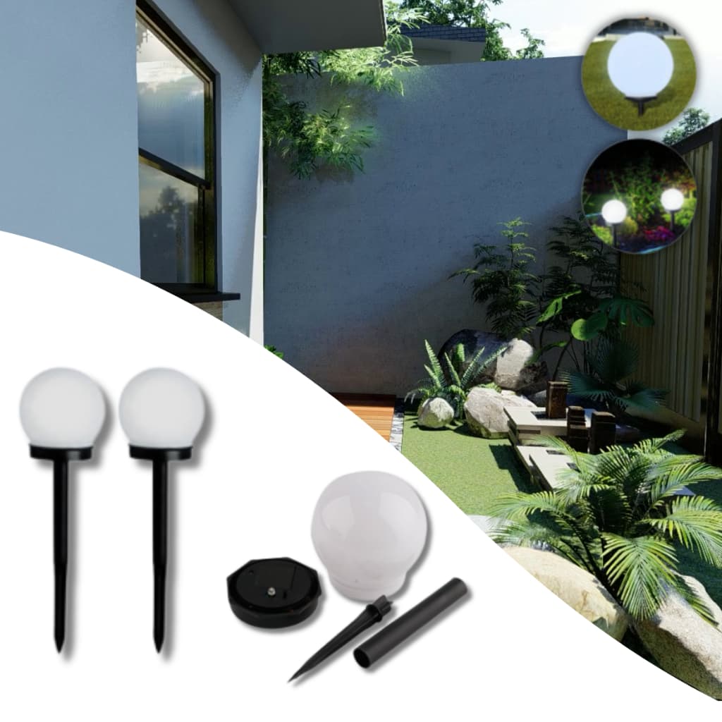 Kit 2-8 Luminárias  Led Baliza Solar  de operação Jardim  Área  Externa  Redonda  Recarregável MEGA