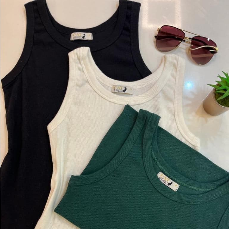 Kit 3 Regatas Femininas Malha Canelada Ribana Ver茫o Cores Sortidas Casual