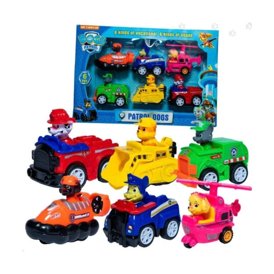 Kit 6 Carrinhos Patrulha Canina Fricção Brinquedos Coleção