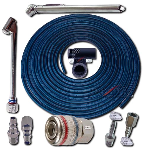 Kit Mangueira 5m De Ar Para Compressor Tufão e Bico de Encher Pneu com Calibrador