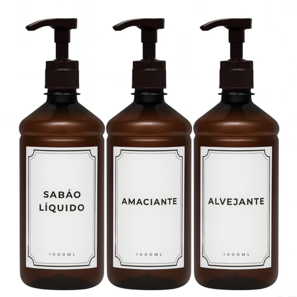 Kit 3 Peças Lavanderia Luxo Âmbar Organização Alta Vazao