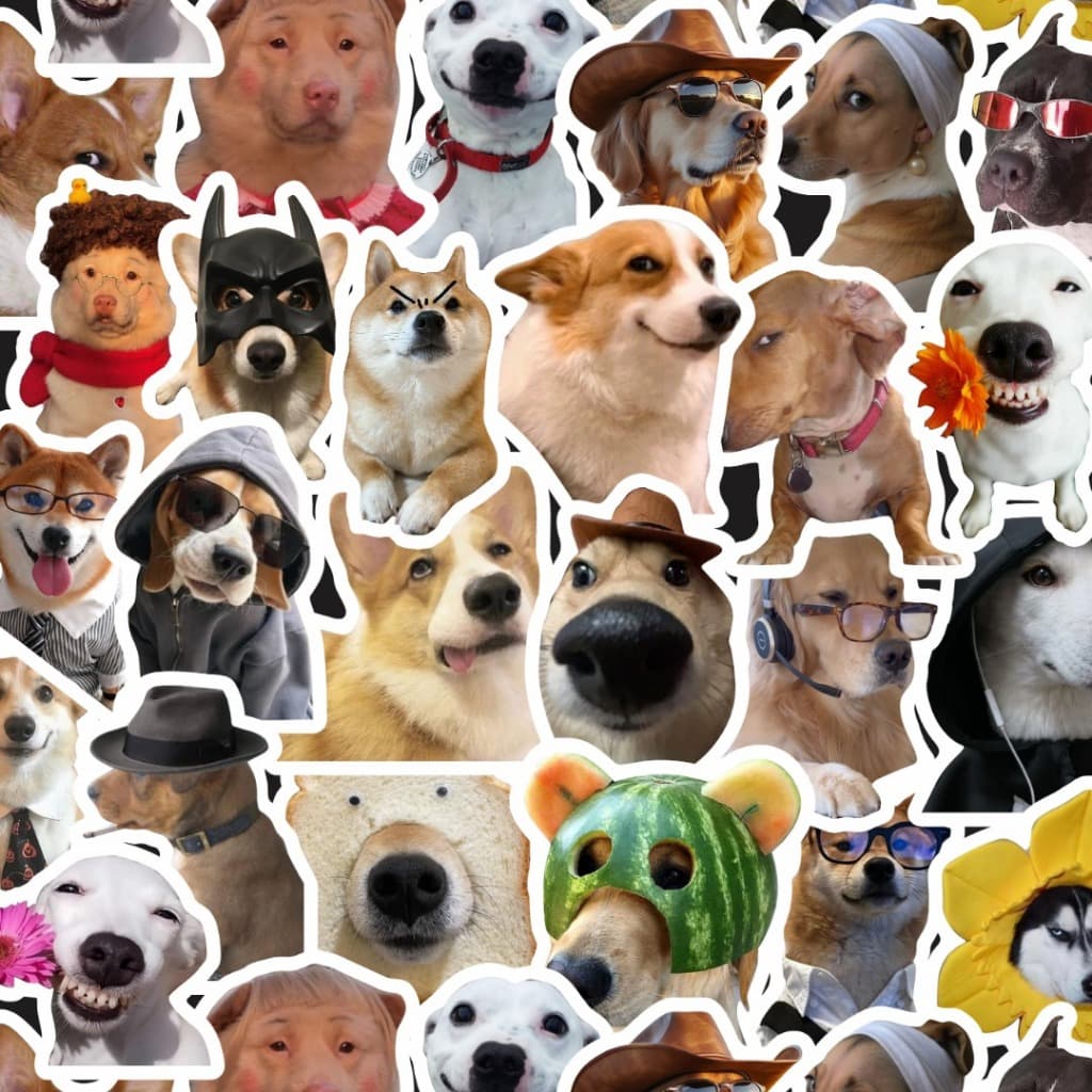 Adesivos de Cachorros Memes Engraçado Kit com 25 | Vinil Resistente | Stickers de alta qualidade