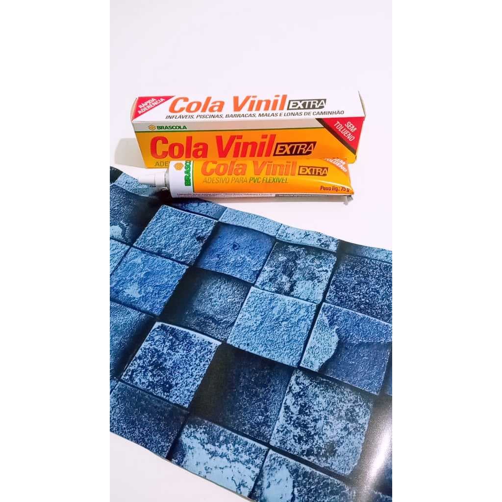 Lona de Vinil Para Remendo Reparo Em Piscina Inflável e de Vinil Faixa de Vinil 0,08cm x 40cm 1 Tubo de Cola 75gr.