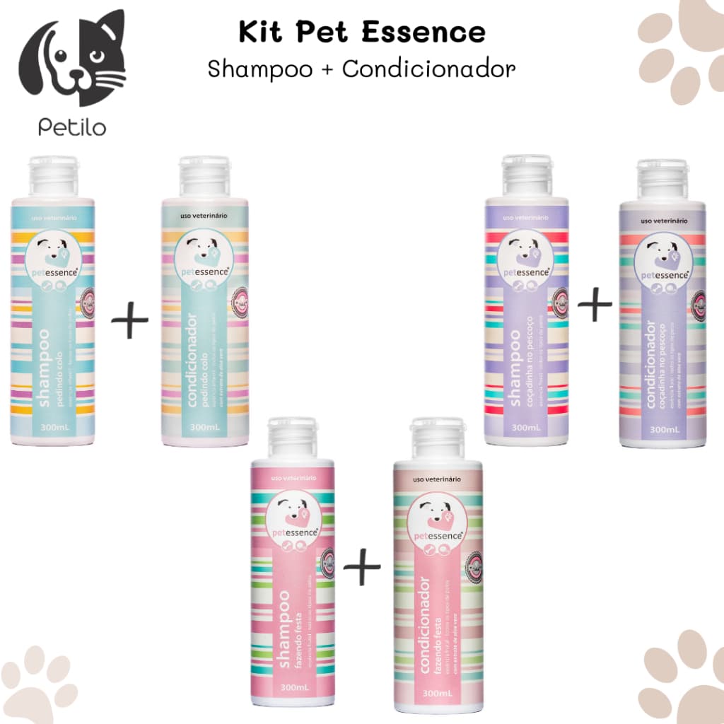 Kit Banho Pet Shampoo 300ml + Condicionador 300ml PetEssence - Escolha a Fragrância - Cachorro