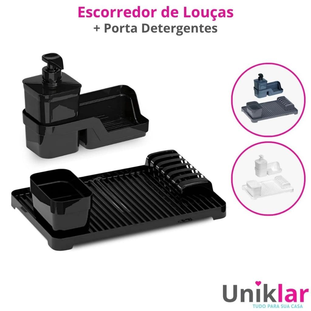Escorredor de Louças Modular 6 Pratos Porta Detergente Porta Talheres BPA Free