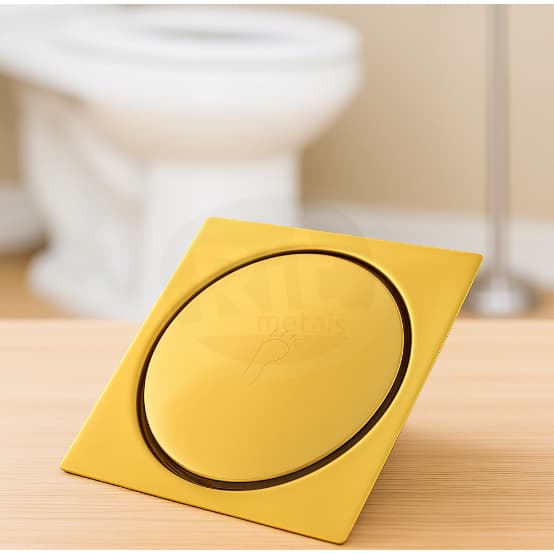 Ralo Click Inteligente 10x10 cm para Piso em Inox Dourado
