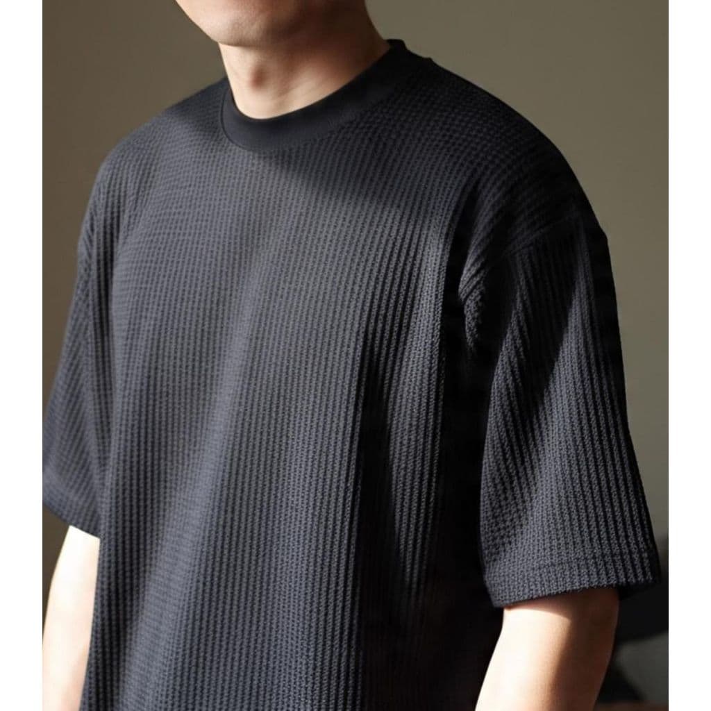 Camiseta Oversized Texturizada Casual Básica Lisa Reta  Camisa Masculina Luxo Plus Size Larga