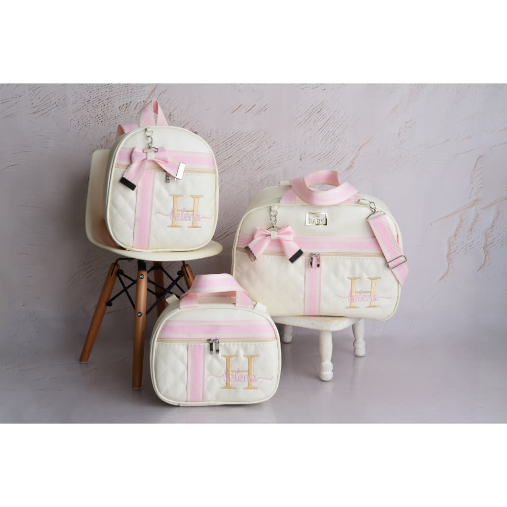 Bolsa Maternidade Luxo - Kit com 3 Peças Personalizadas