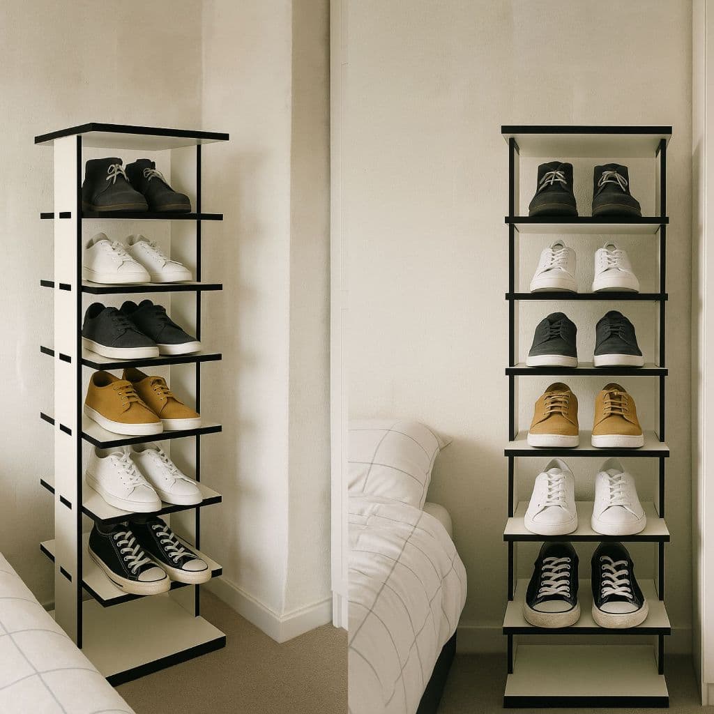 Sapateira Hall De Entrada Vertical Slim Mdf- 7 Pares Montada