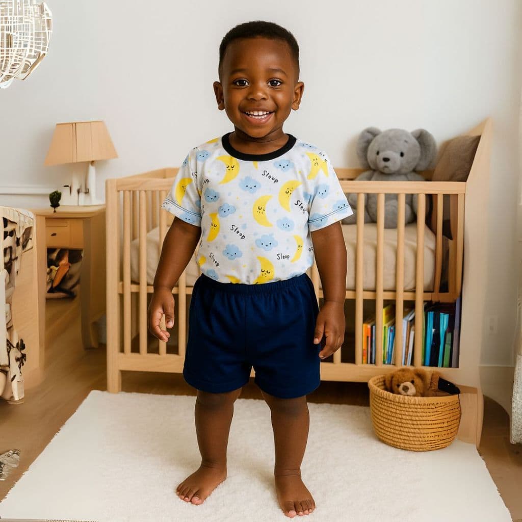 Pijama Infantil Manga Curta verão Malha Algodão Verão Menino Menina Do P ao 3 Calor Fresquinho