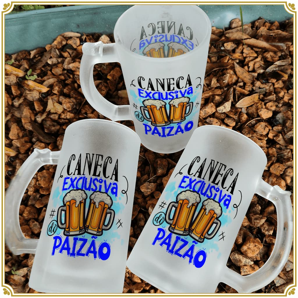 Caneca de Chopp Vidro Jateado FOSCO Dia dos Pais
