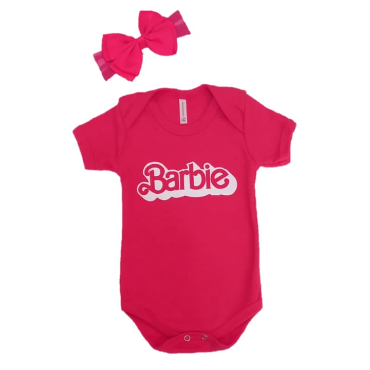 Body Bebê Tematico Barbie+Laço Mesversario