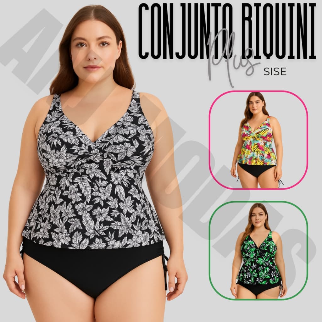 Kit Biquine Plus Size 2 Peças Blusinha Batinha E Calçinha Biquini Tamanho Grande