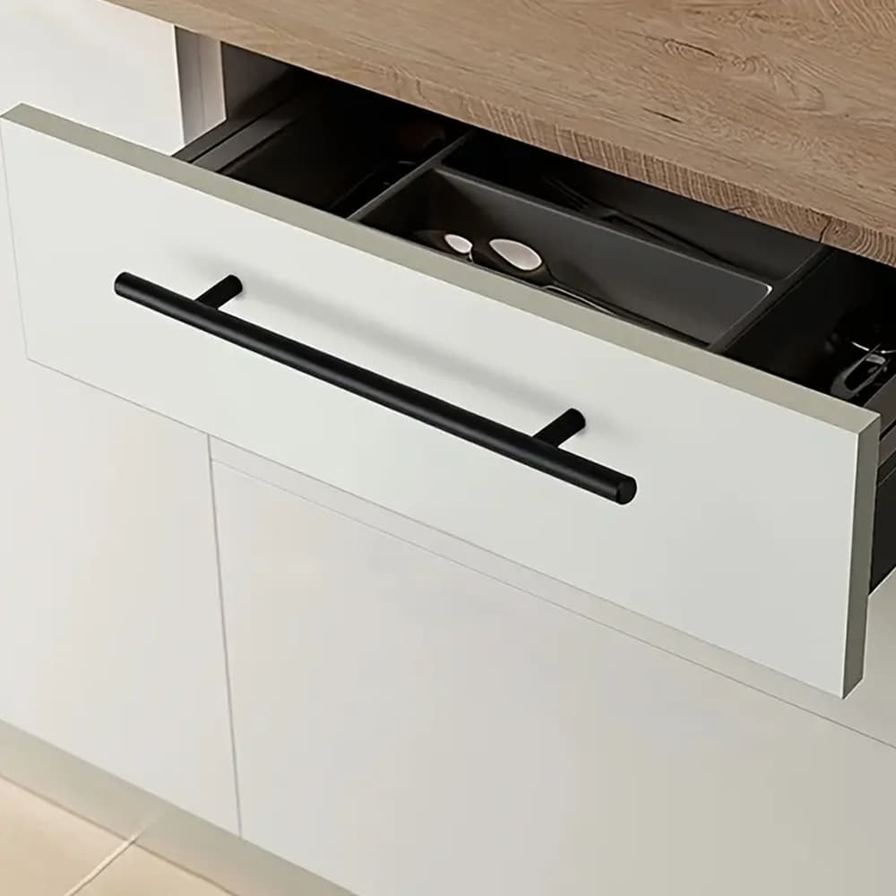 Puxador de Gaveta Móveis Armário Preto Fosco Aço Inox Redondo Haste