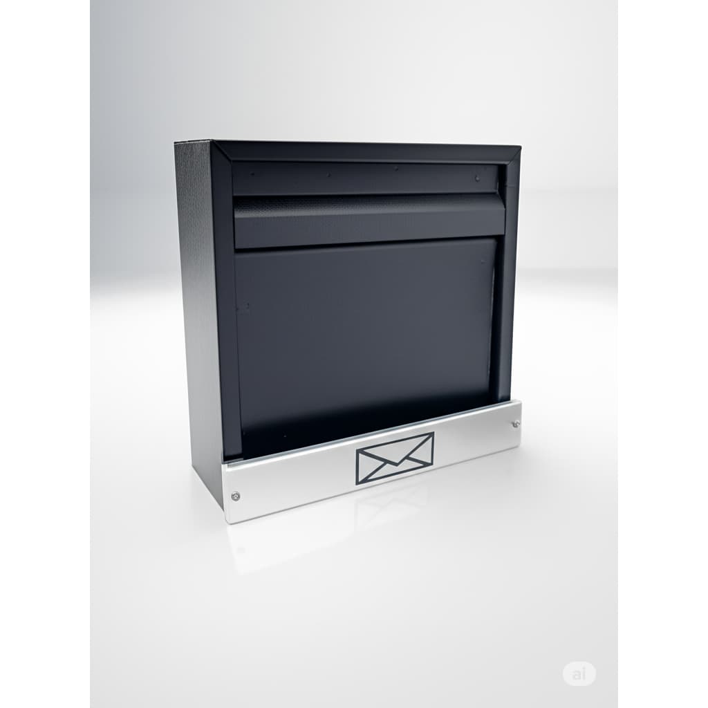 Caixa De Correio Horizontal Preto Fosco C/ Tarja Inox