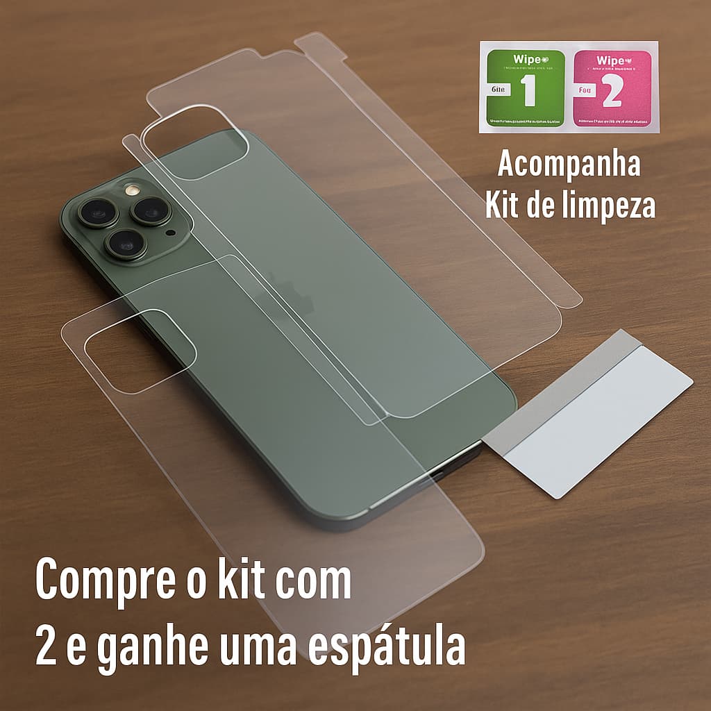 Compre 2 Películas Traseiras de Gel para iPhone e Ganhe Espátula de Aplicação