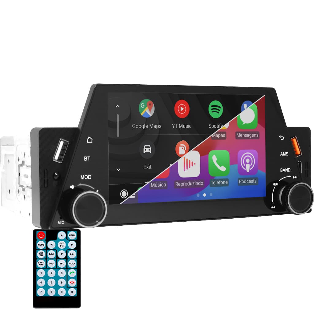 Central Multimídia MP6 Automotivo Universal 1 Din Bluetooth USB SD Auxiliar First Option 9348