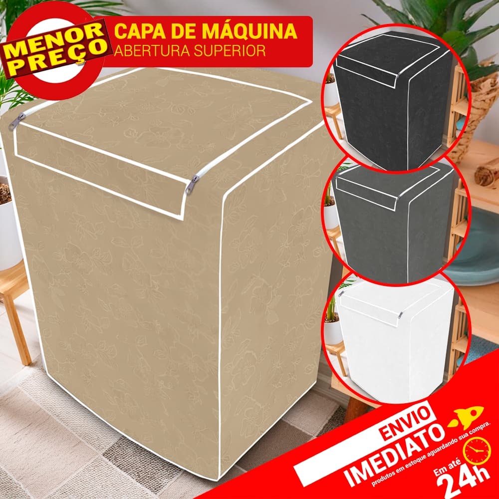 Capa Impermeável Com Zíper Couronil Forrada Lavadora Brastemp Consul Electrolux 4kg a 16kg Floral