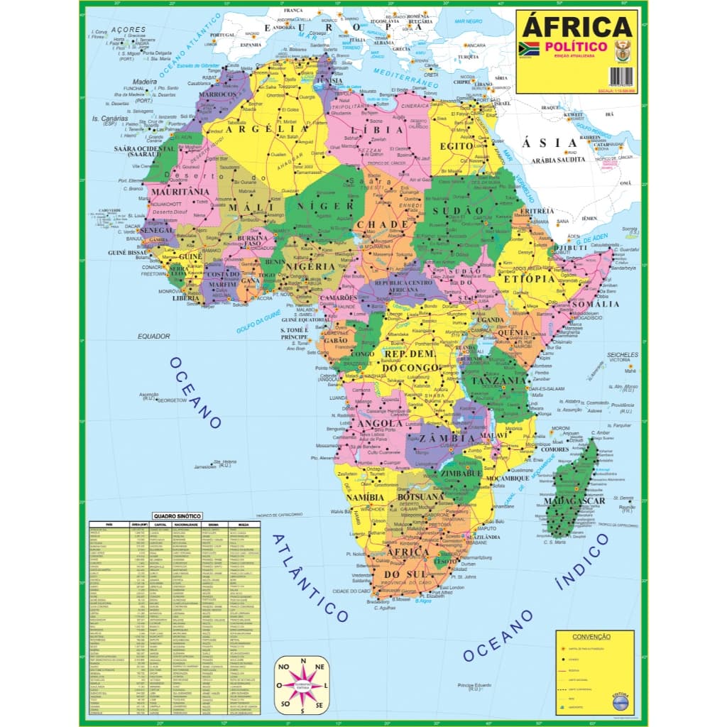 Mapa Continente Africano Ed. 2026  tamanho 12x90cm