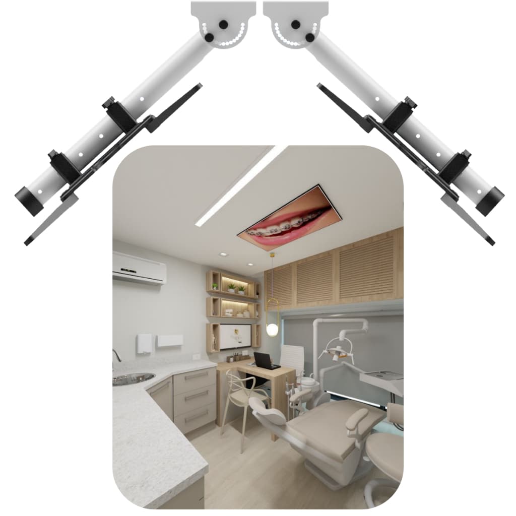 Suporte De Teto Tv 32 A 55 Dentista Clinica Articulado Regulável VESA Universal Odontologia Inclinável