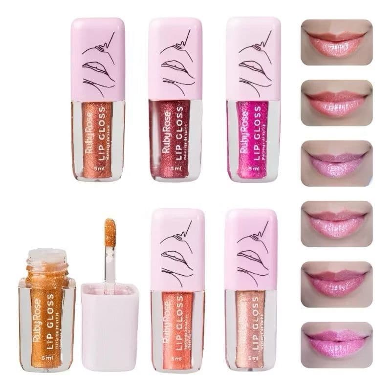 Lip Gloss Ruby Rose Com Glitter - Escolha a sua Cor