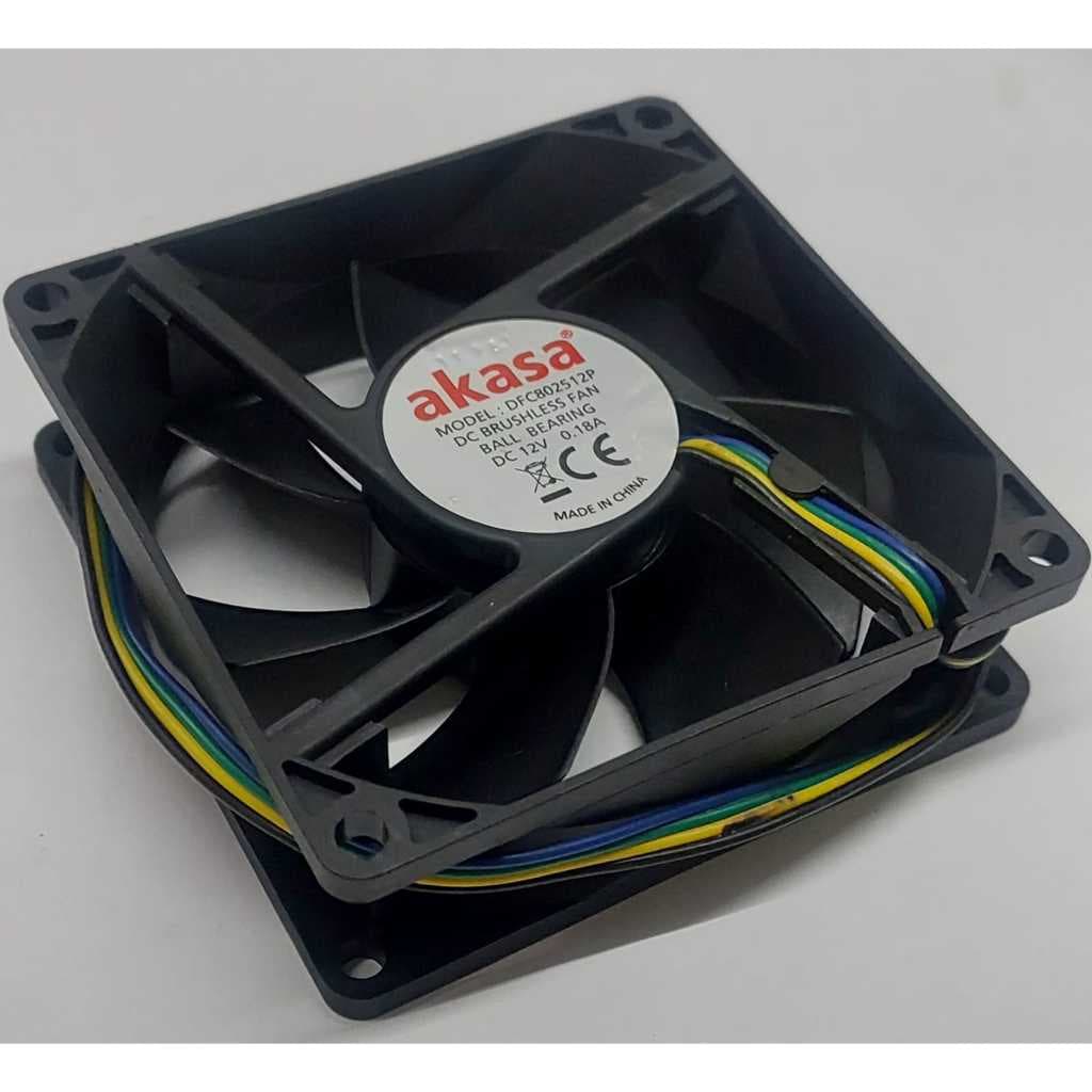Micro Ventilador Akasa 12v 0,180a 80x80x25mm 4 Fios PWM Modelo DFC802512p com conector
