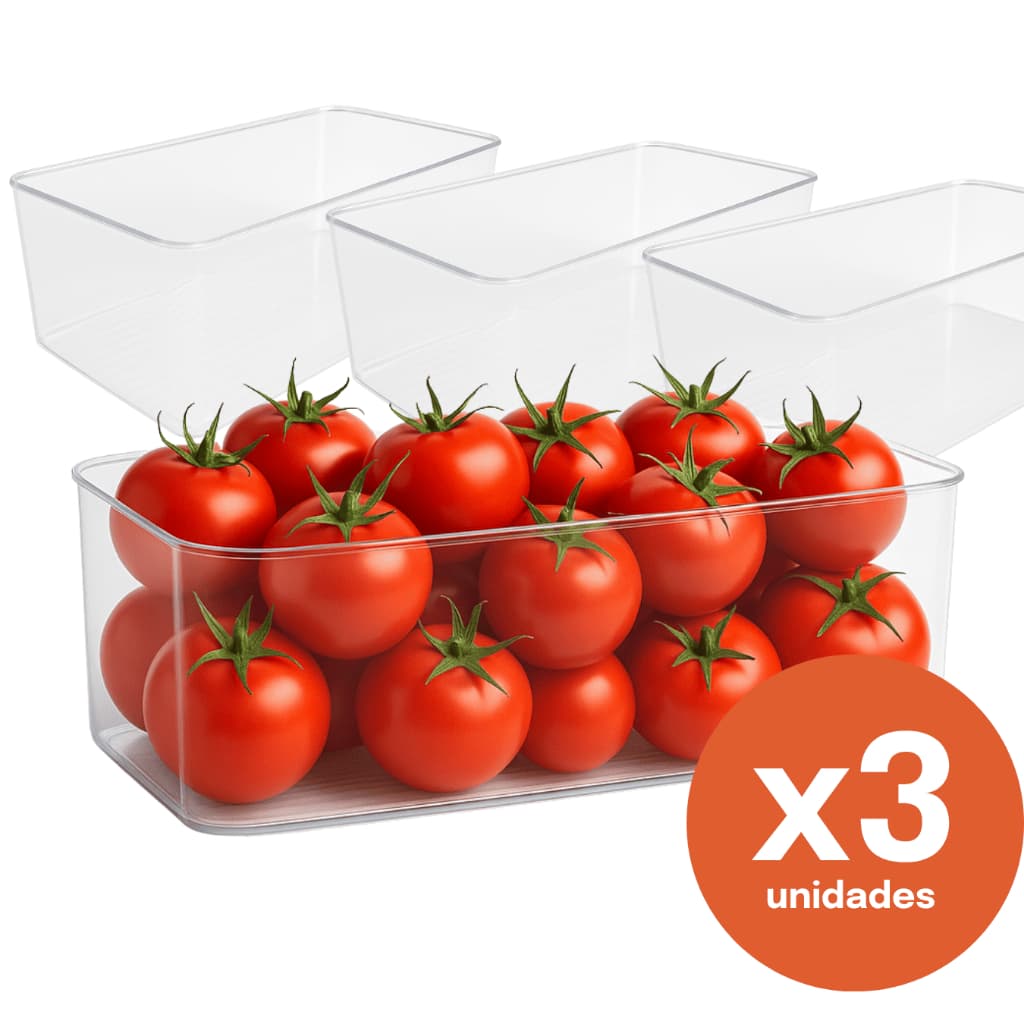Kit 3 Caixas Organizadoras Geladeira Armário E Cozinha 30cm